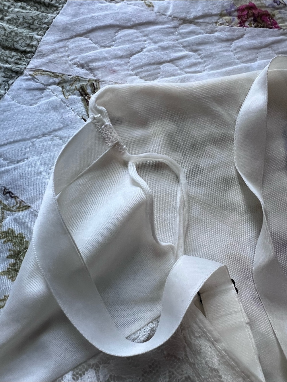 Vintage White Ivory Lace Trim Full Slip Dress Adjustable Straps Unbranded Small - Picture 10 of 10